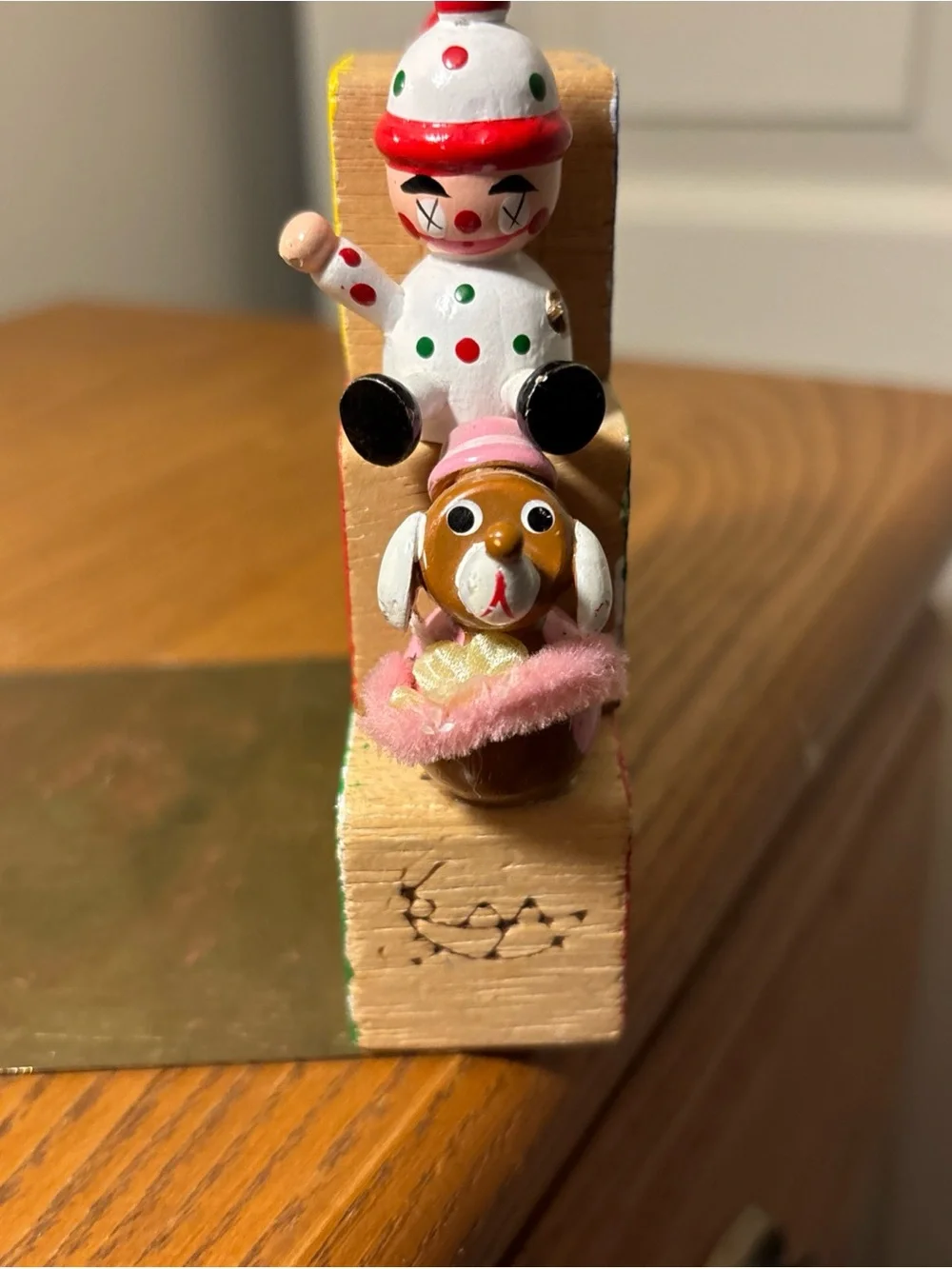 Wooden Alphabet Blocks Set with Festive Figures - Red, Green, Yellow, bookends